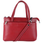 Livinwise Genuine Red Leather Crossbody Tote with White Stitching