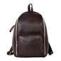 Livinwise Genuine Brown Leather Mini Backpack with Cream Piping