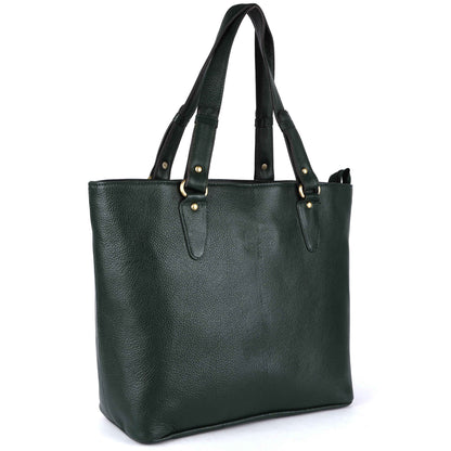 Livinwise Genuine Green Leather Tote Bag for Women
