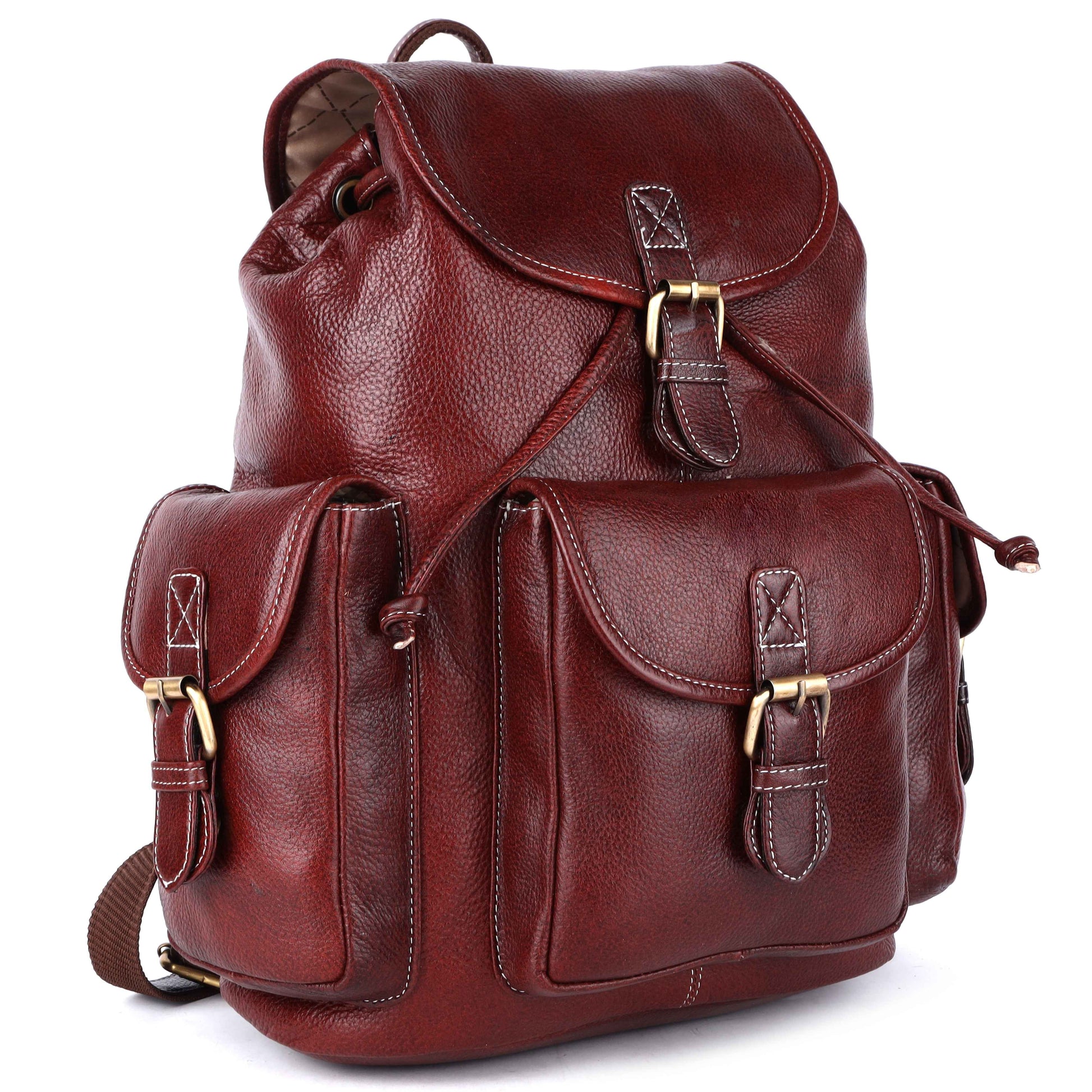 Livinwise Genuine Mahogany Leather Vintage Rucksack Backpack for Women