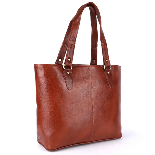 Livinwise Genuine Cognac Leather Tote Bag for Women
