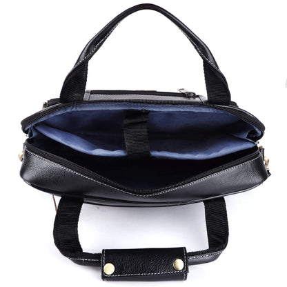 Black Genuine Leather Laptop Bag for Men — Classic Professional Briefcase