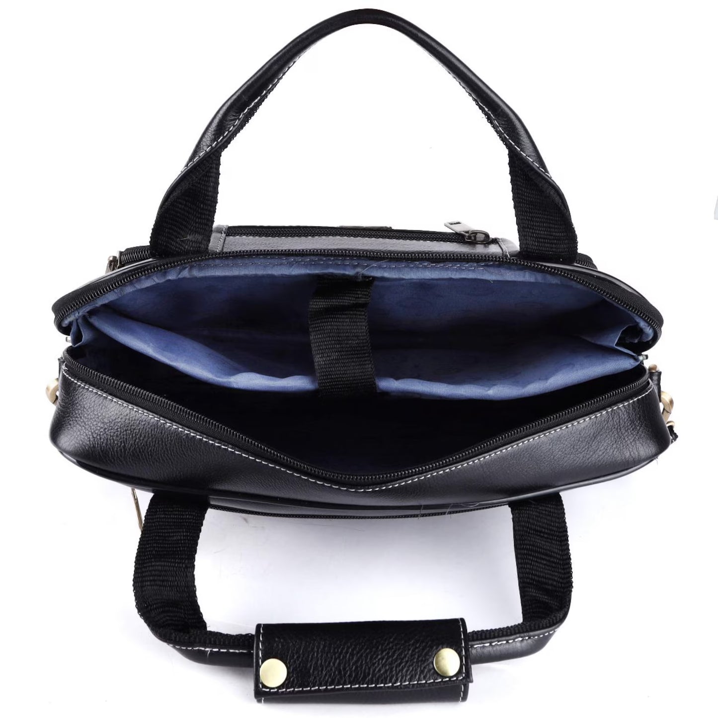 Heritage Leather Multi-Pocket Briefcase – 15.6" Laptop Messenger Bag - Black