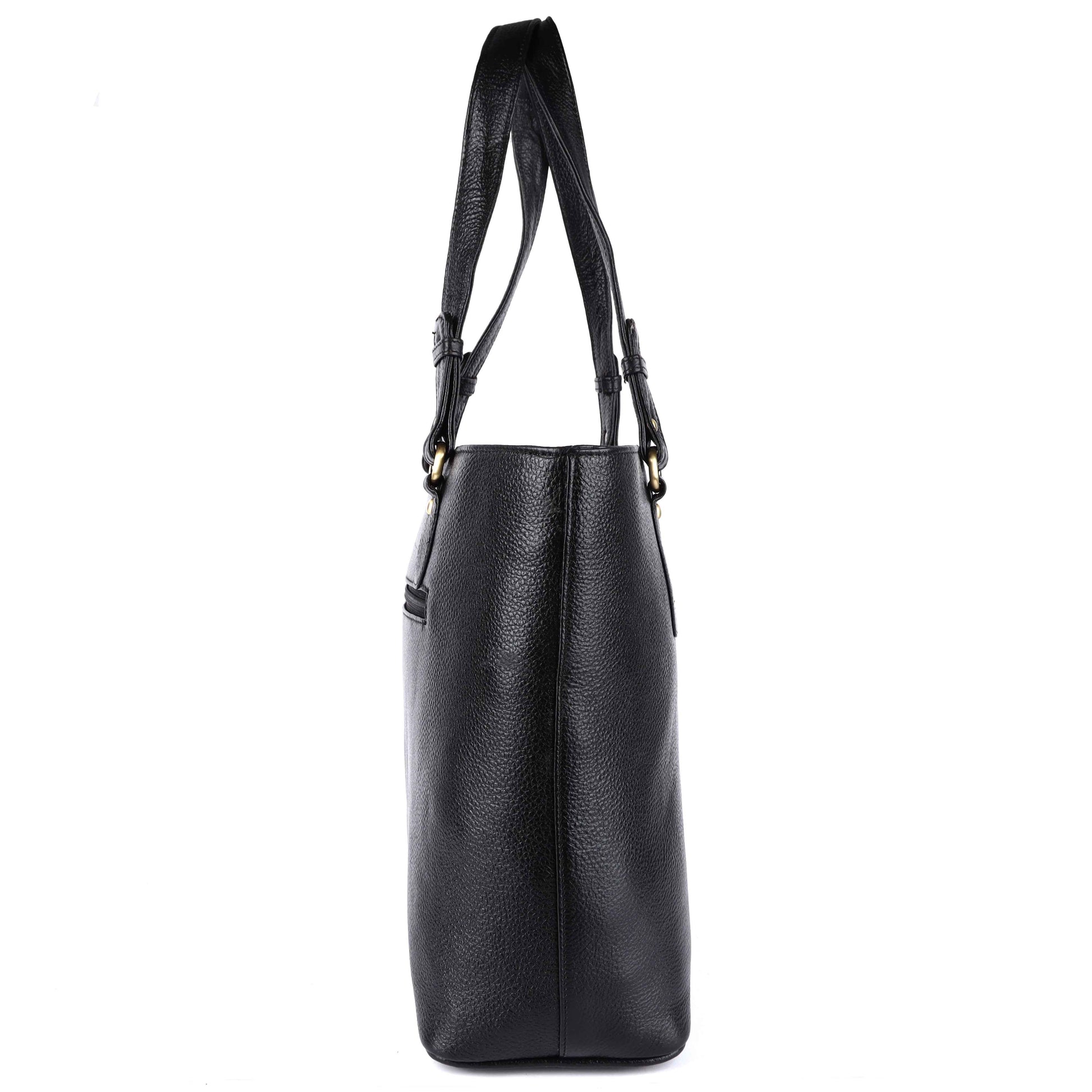 Livinwise Genuine Black Leather Tote Bag for Women