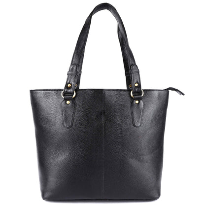 Livinwise Genuine Black Leather Tote Bag for Women