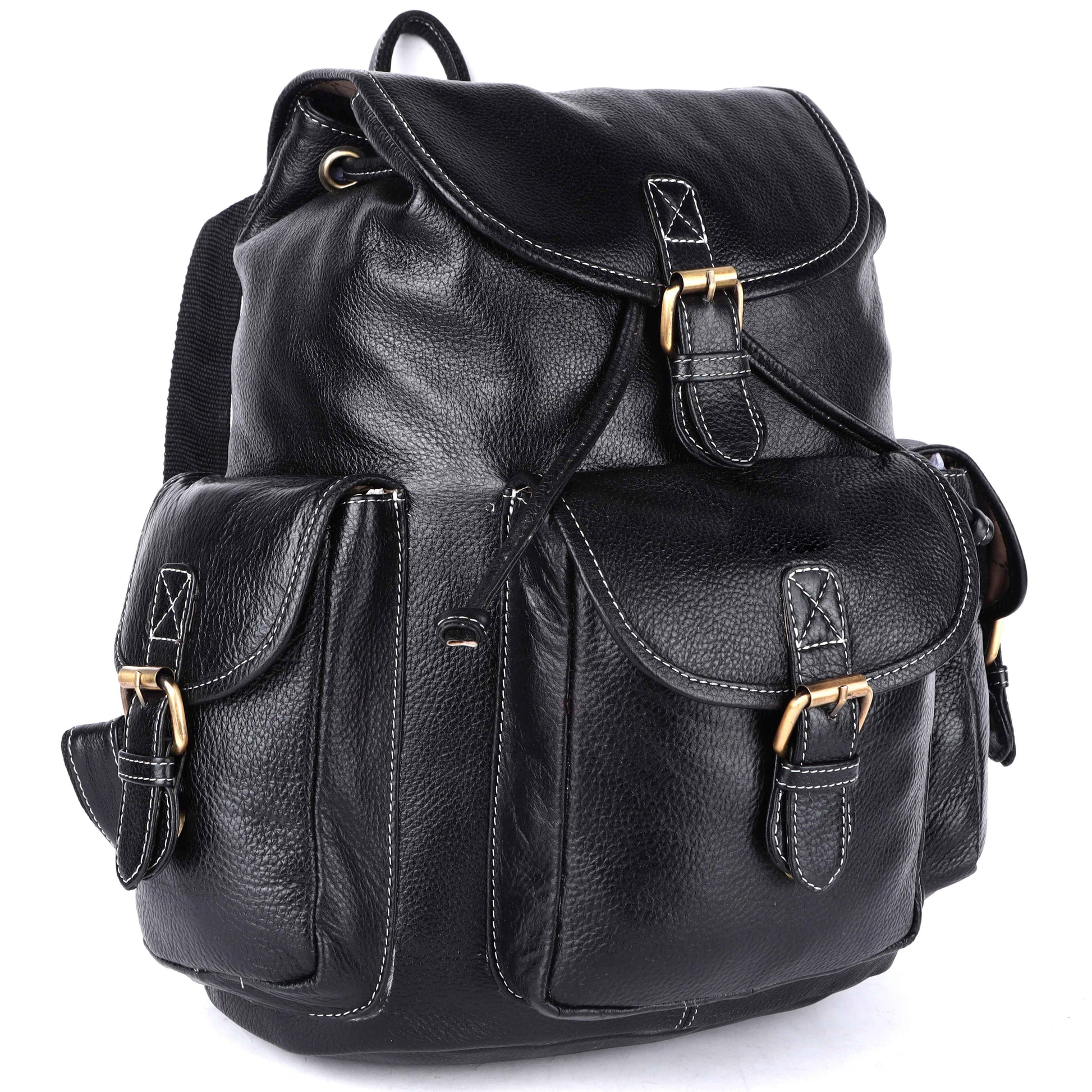Livinwise Genuine Black Leather Vintage Rucksack Backpack for Women