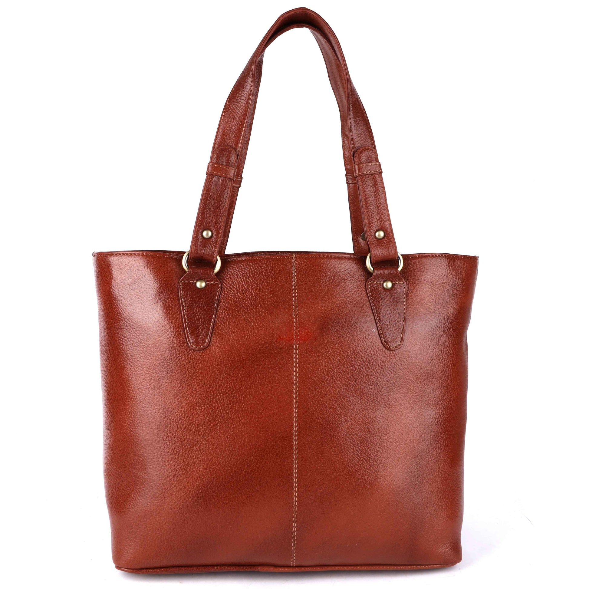 Livinwise Genuine Cognac Leather Tote Bag for Women