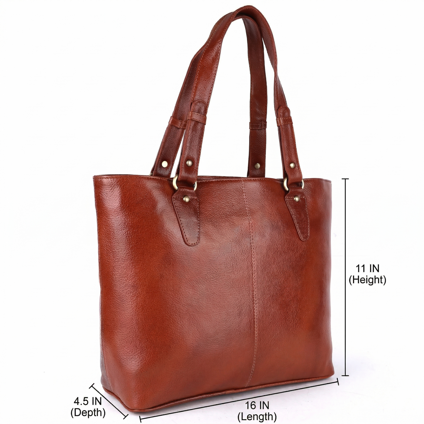 Livinwise Genuine Cognac Leather Tote Bag for Women
