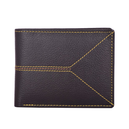 Livinwise Men's Contrast Stitch Leather Bifold Wallet with Center Zip Pocket