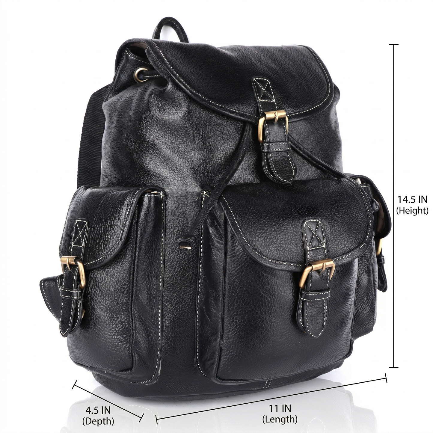 Livinwise Genuine Black Leather Vintage Rucksack Backpack for Women