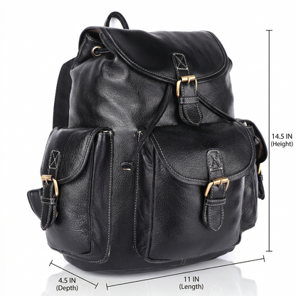 Livinwise Genuine Black Leather Vintage Rucksack Backpack for Women