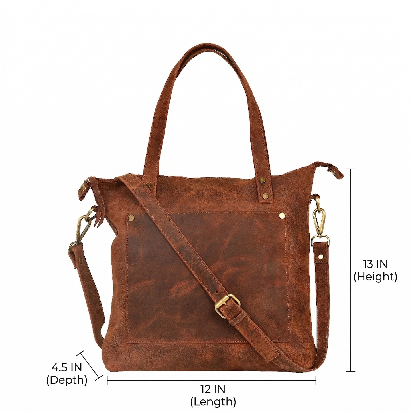 Livinwise Genuine Distressed Leather Convertible Tote Crossbody Bag