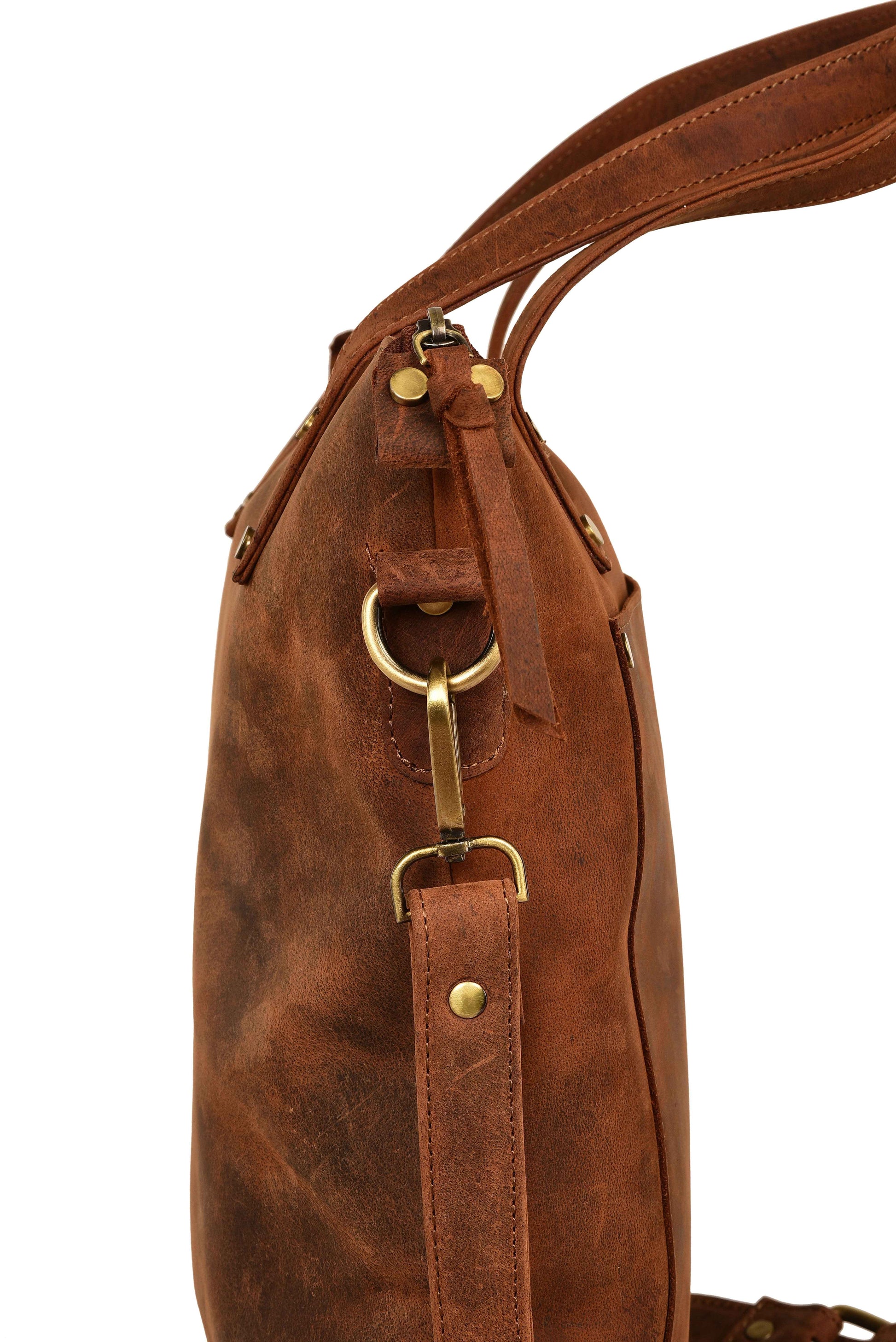 Livinwise Genuine Distressed Leather Convertible Tote Crossbody Bag