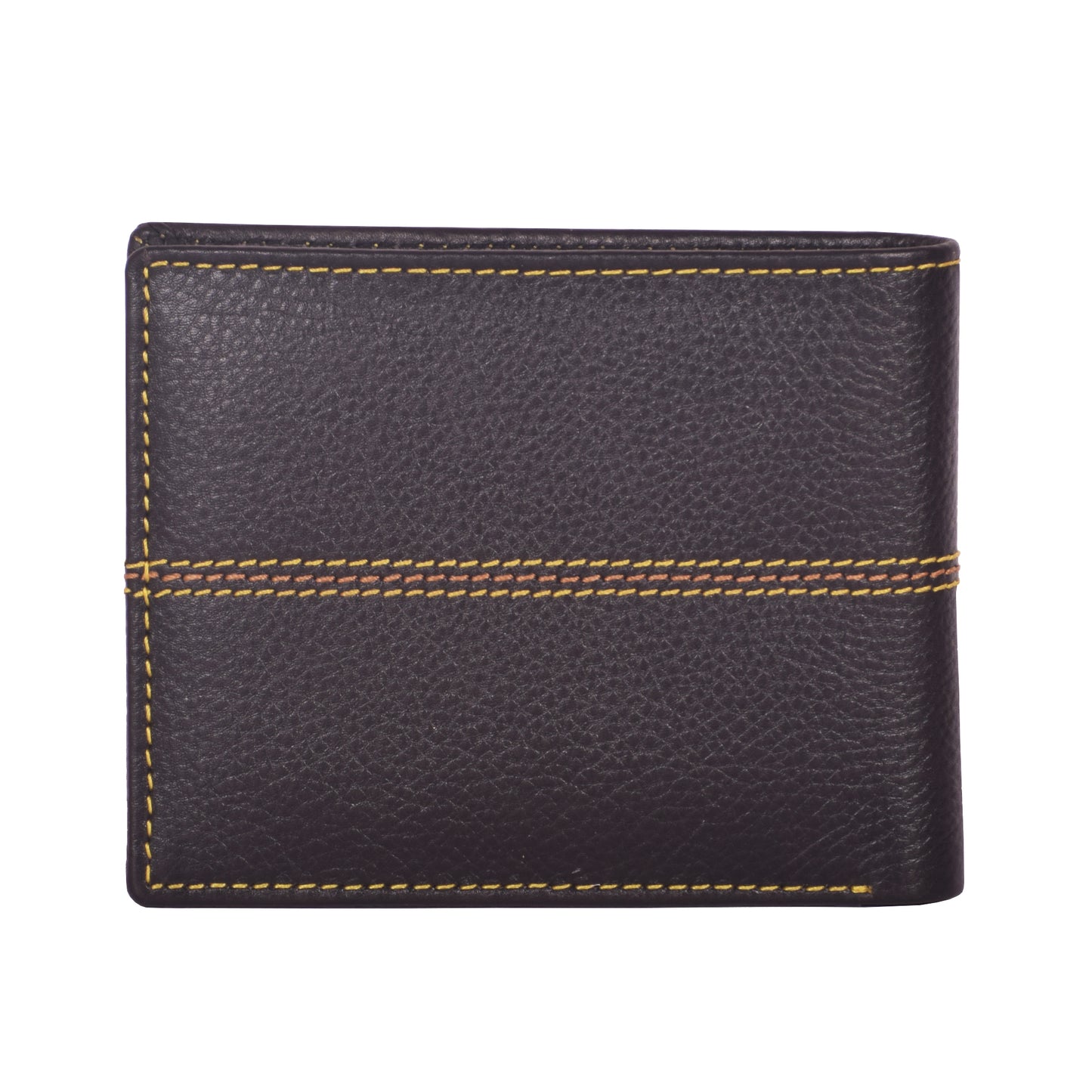 Livinwise Men's Contrast Stitch Leather Bifold Wallet with Center Zip Pocket