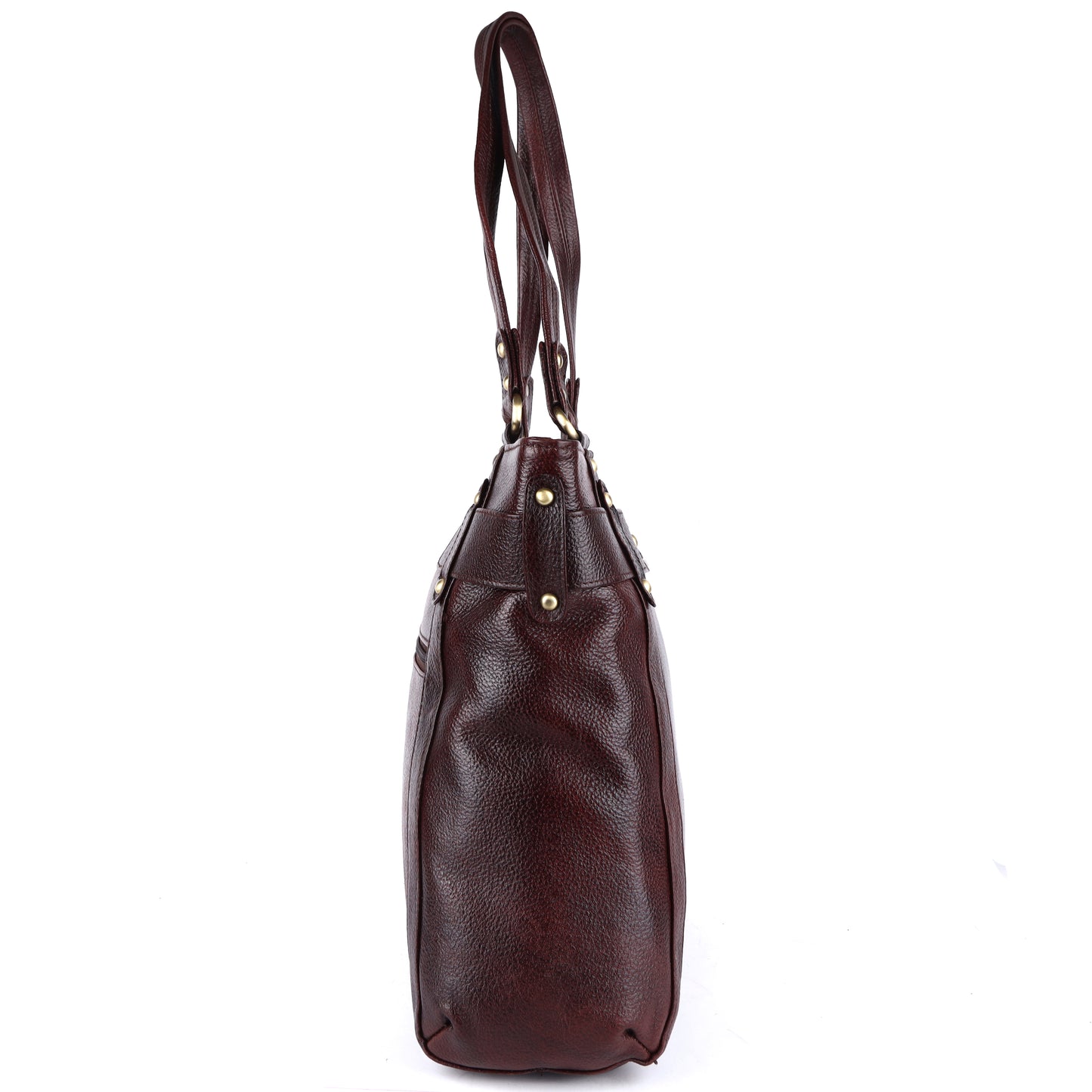Livinwise Genuine Mahogany Leather Belted Tote Bag for Women