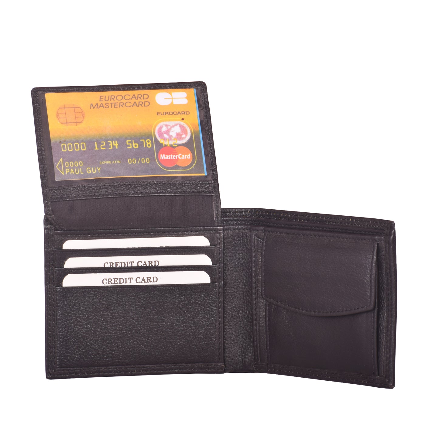 Livinwise Men's Black Pebbled Leather Bifold Wallet with Coin Pocket