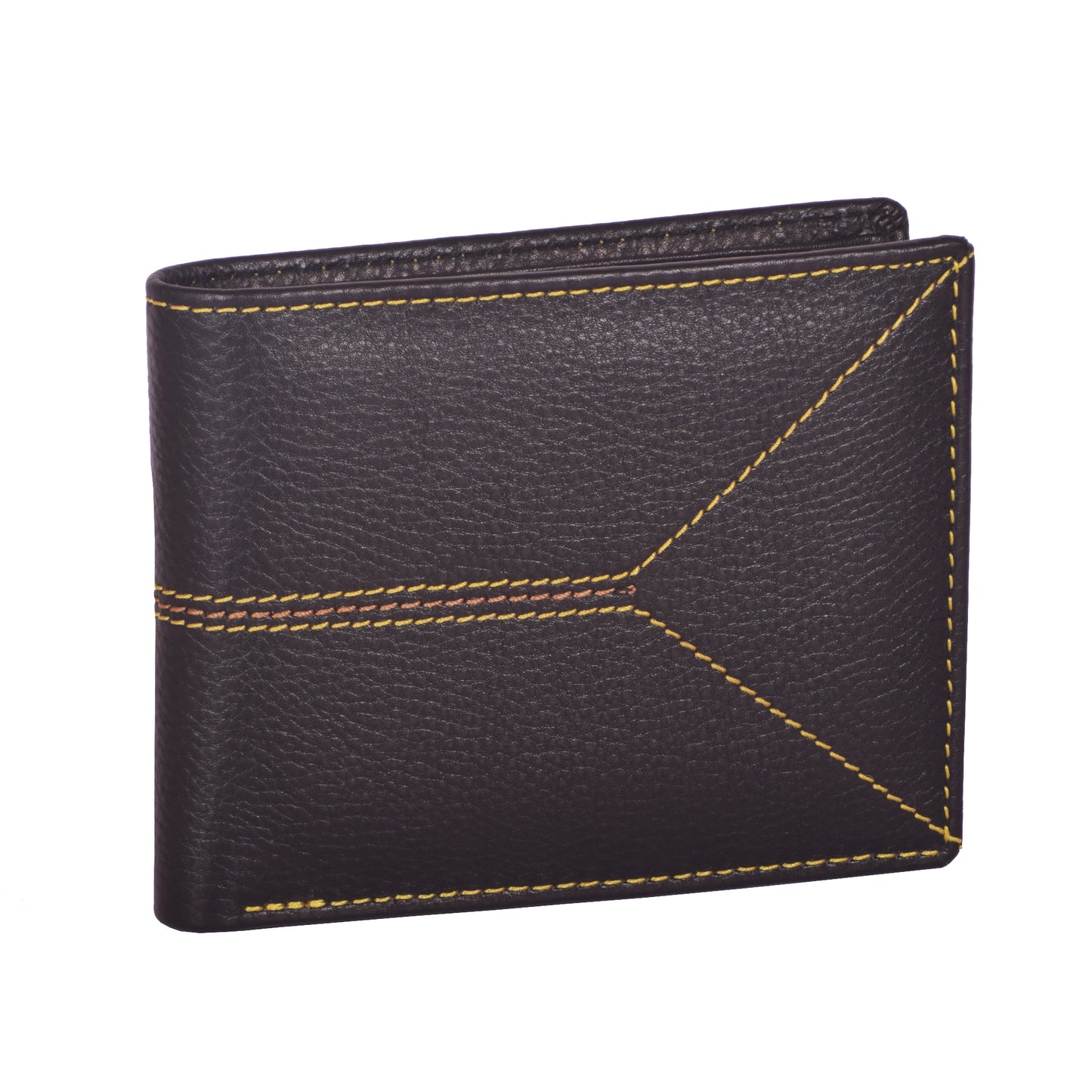 Livinwise Men's Contrast Stitch Leather Bifold Wallet with Center Zip Pocket
