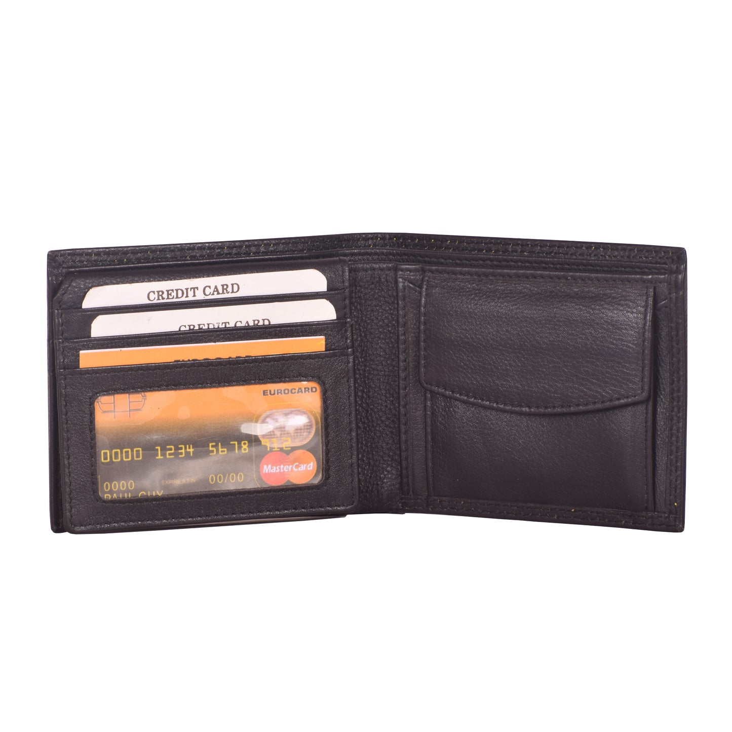 Livinwise Men's Black Pebbled Leather Bifold Wallet with Coin Pocket