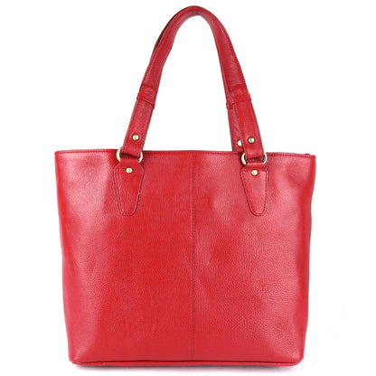 Livinwise Genuine Red Leather Tote Bag for Women