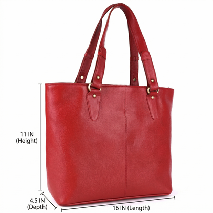 Livinwise Genuine Red Leather Tote Bag for Women