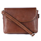 Livinwise Genuine Tan Leather Crossbody Bag with Yellow Stitching