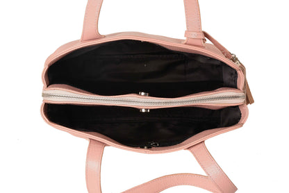Livinwise Genuine Blush Leather Triple-Compartment Tote Bag