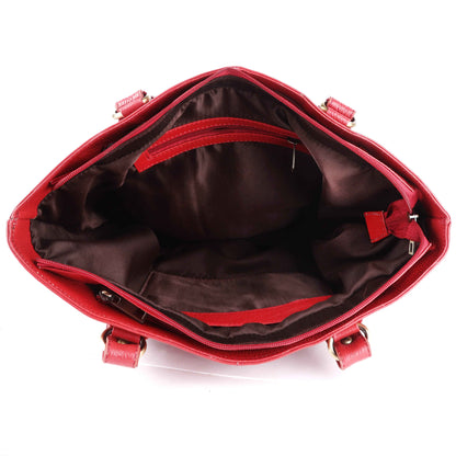 Livinwise Genuine Red Leather Tote Bag for Women