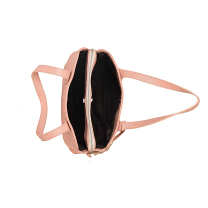 Livinwise Genuine Blush Leather Triple-Compartment Tote Bag