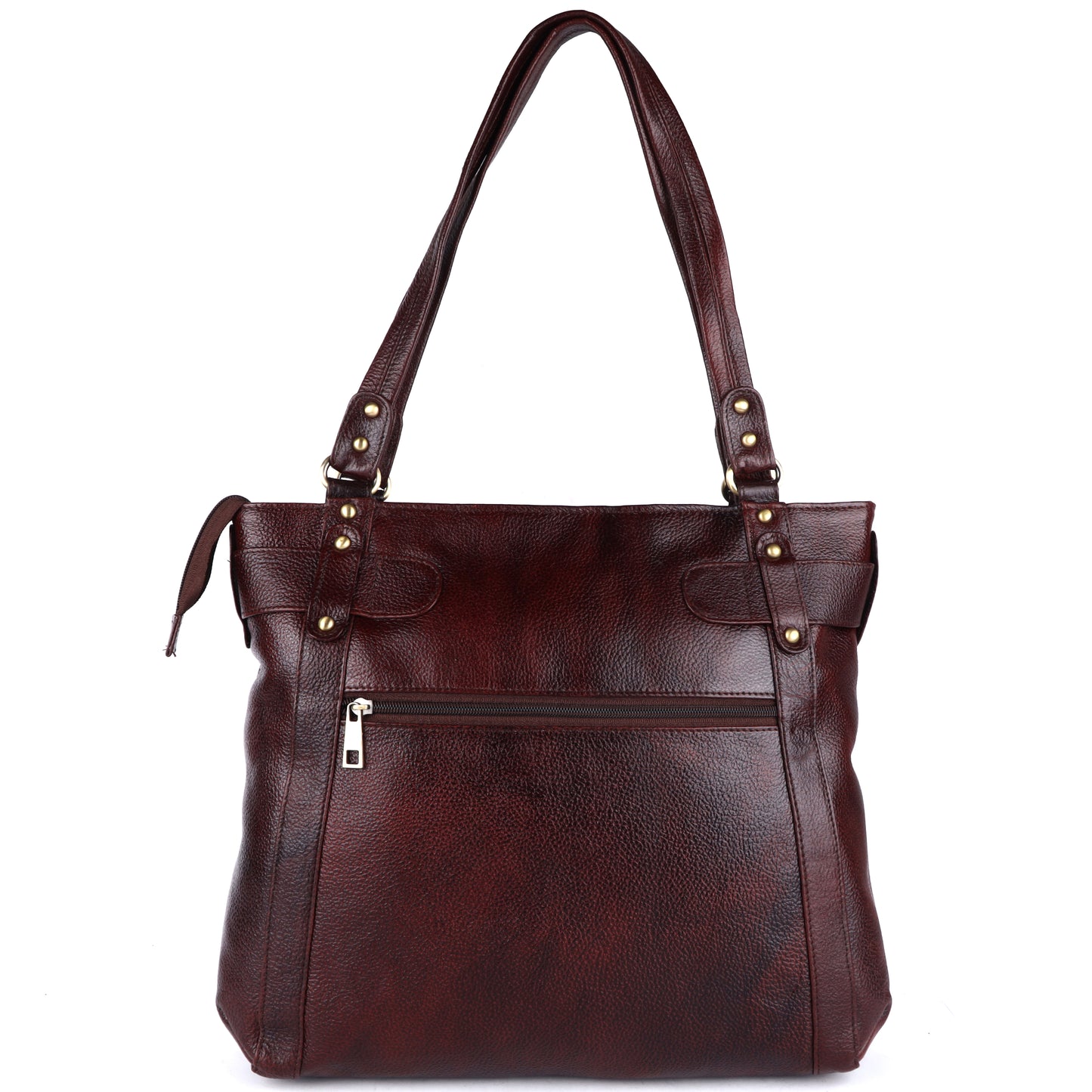 Livinwise Genuine Mahogany Leather Belted Tote Bag for Women