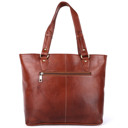 Livinwise Genuine Cognac Leather Tote Bag for Women